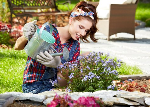 Landscaping contractor beginning work on a garden project